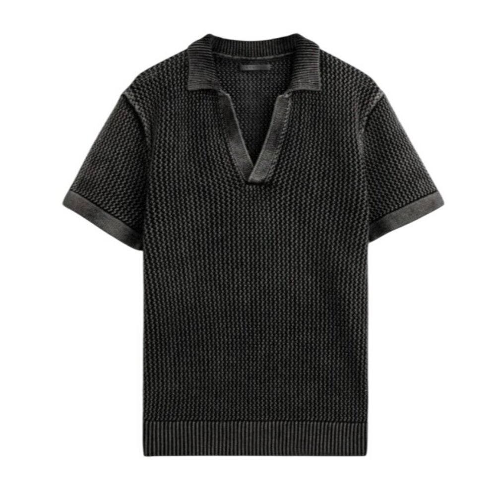 STAMPD Loose Gauge SS Polo Shirt in Black